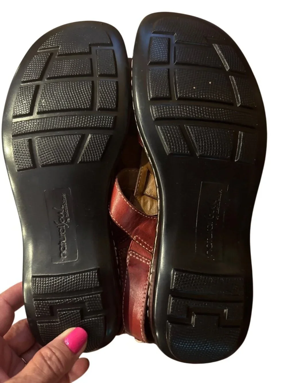 Natural Soul By Naturalizer Red Leather Slingback Sandals Womens 9M Comfort Boho